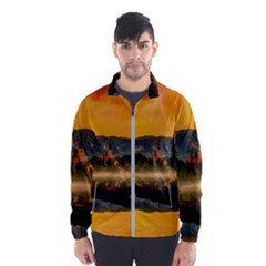 Bled Slovenia Sunrise Fog Mist Wind Breaker (men) by BangZart