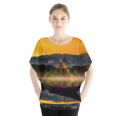 Bled Slovenia Sunrise Fog Mist Blouse by BangZart