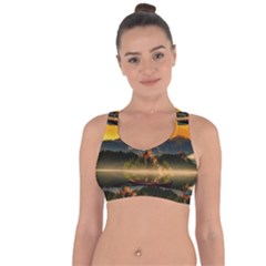 Bled Slovenia Sunrise Fog Mist Cross String Back Sports Bra by BangZart