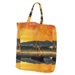 Bled Slovenia Sunrise Fog Mist Giant Grocery Zipper Tote by BangZart