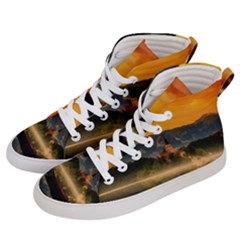 Bled Slovenia Sunrise Fog Mist Men s Hi-top Skate Sneakers by BangZart