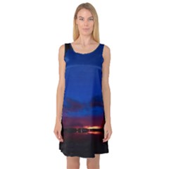 Canada Lake Night Evening Stars Sleeveless Satin Nightdress by BangZart