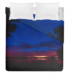 Canada Lake Night Evening Stars Duvet Cover Double Side (queen Size) by BangZart