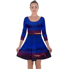 Canada Lake Night Evening Stars Quarter Sleeve Skater Dress by BangZart