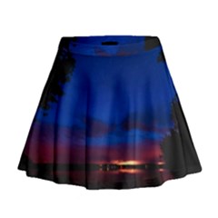 Canada Lake Night Evening Stars Mini Flare Skirt by BangZart