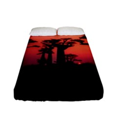 Baobabs Trees Silhouette Landscape Fitted Sheet (full/ Double Size) by BangZart