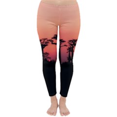 Baobabs Trees Silhouette Landscape Classic Winter Leggings by BangZart