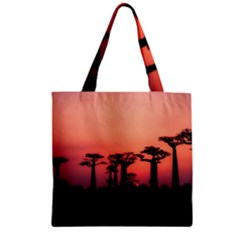 Baobabs Trees Silhouette Landscape Zipper Grocery Tote Bag by BangZart