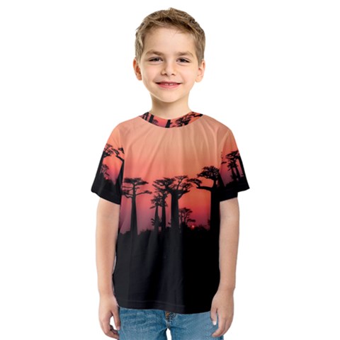 Baobabs Trees Silhouette Landscape Kids  Sport Mesh Tee by BangZart