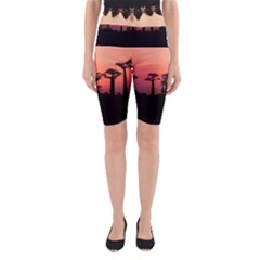 Baobabs Trees Silhouette Landscape Yoga Cropped Leggings by BangZart