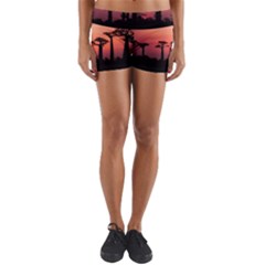 Baobabs Trees Silhouette Landscape Yoga Shorts