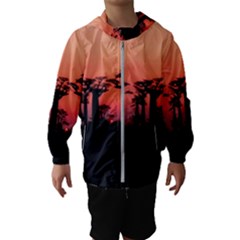 Baobabs Trees Silhouette Landscape Hooded Wind Breaker (kids) by BangZart