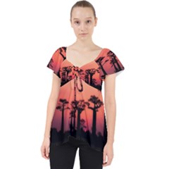 Baobabs Trees Silhouette Landscape Lace Front Dolly Top by BangZart