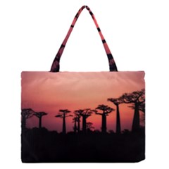 Baobabs Trees Silhouette Landscape Zipper Medium Tote Bag by BangZart