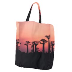 Baobabs Trees Silhouette Landscape Giant Grocery Zipper Tote by BangZart