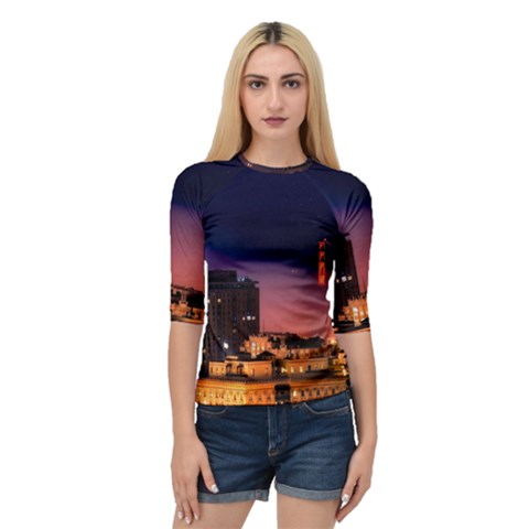 San Francisco Night Evening Lights Quarter Sleeve Raglan Tee by BangZart