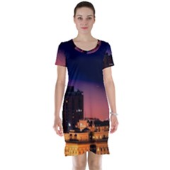 San Francisco Night Evening Lights Short Sleeve Nightdress by BangZart