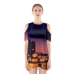 San Francisco Night Evening Lights Shoulder Cutout One Piece by BangZart