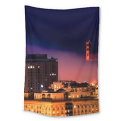 San Francisco Night Evening Lights Large Tapestry by BangZart