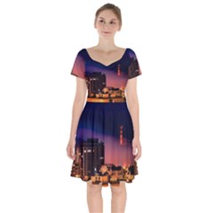 San Francisco Night Evening Lights Short Sleeve Bardot Dress by BangZart