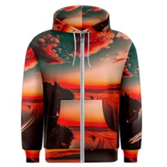 Sunset Dusk Boat Sea Ocean Water Men s Zipper Hoodie by BangZart