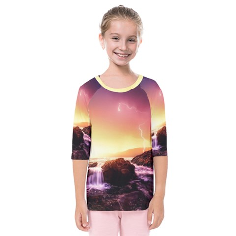 California Sea Ocean Pacific Kids  Quarter Sleeve Raglan Tee by BangZart