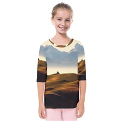 Landscape Mountains Nature Outdoors Kids  Quarter Sleeve Raglan Tee