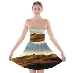 Landscape Mountains Nature Outdoors Strapless Bra Top Dress by BangZart