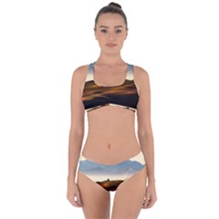 Landscape Mountains Nature Outdoors Criss Cross Bikini Set by BangZart