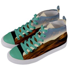 Landscape Mountains Nature Outdoors Women s Mid-top Canvas Sneakers by BangZart