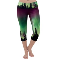 Aurora Borealis Northern Lights Capri Yoga Leggings by BangZart