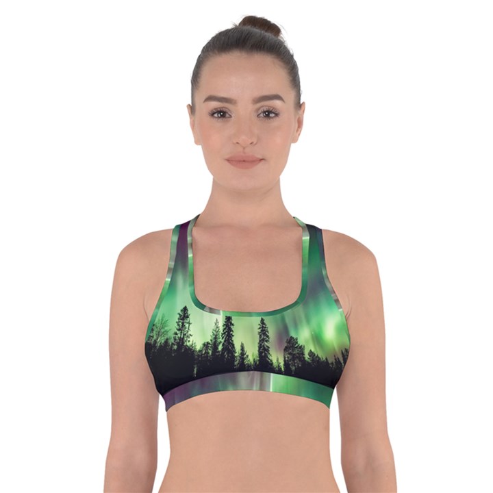 Aurora Borealis Northern Lights Cross Back Sports Bra