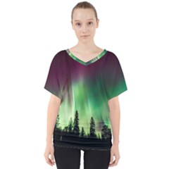 Aurora Borealis Northern Lights V-neck Dolman Drape Top