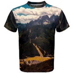 Italy Valley Canyon Mountains Sky Men s Cotton Tee by BangZart