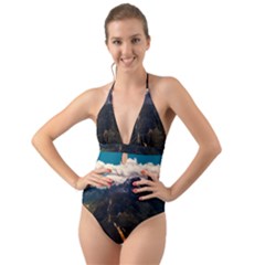 Italy Valley Canyon Mountains Sky Halter Cut-out One Piece Swimsuit