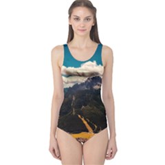 Italy Valley Canyon Mountains Sky One Piece Swimsuit by BangZart