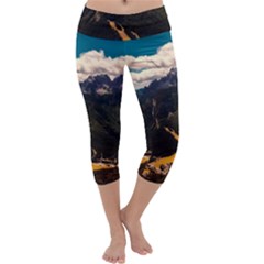 Italy Valley Canyon Mountains Sky Capri Yoga Leggings by BangZart