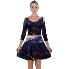 Italy Valley Canyon Mountains Sky Quarter Sleeve Skater Dress