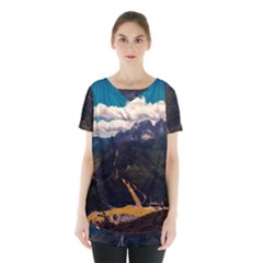 Italy Valley Canyon Mountains Sky Skirt Hem Sports Top by BangZart