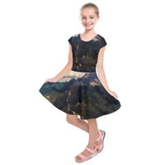 Italy Valley Canyon Mountains Sky Kids  Short Sleeve Dress by BangZart