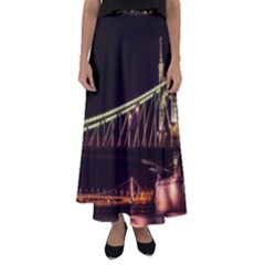 Budapest Hungary Liberty Bridge Flared Maxi Skirt by BangZart