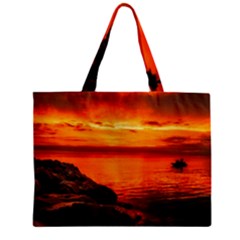 Alabama Sunset Dusk Boat Fishing Zipper Mini Tote Bag by BangZart