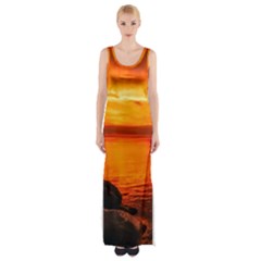 Alabama Sunset Dusk Boat Fishing Maxi Thigh Split Dress by BangZart