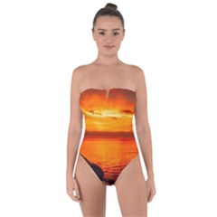 Alabama Sunset Dusk Boat Fishing Tie Back One Piece Swimsuit by BangZart