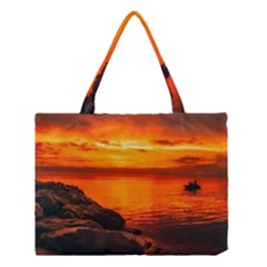 Alabama Sunset Dusk Boat Fishing Medium Tote Bag by BangZart