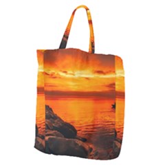 Alabama Sunset Dusk Boat Fishing Giant Grocery Zipper Tote by BangZart