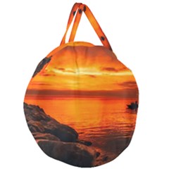 Alabama Sunset Dusk Boat Fishing Giant Round Zipper Tote by BangZart