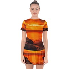 Alabama Sunset Dusk Boat Fishing Drop Hem Mini Chiffon Dress by BangZart