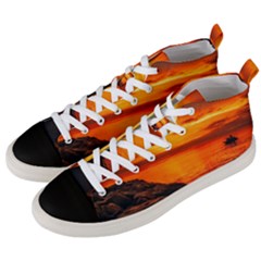 Alabama Sunset Dusk Boat Fishing Men s Mid-top Canvas Sneakers