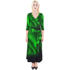 Aurora Borealis Northern Lights Quarter Sleeve Wrap Maxi Dress